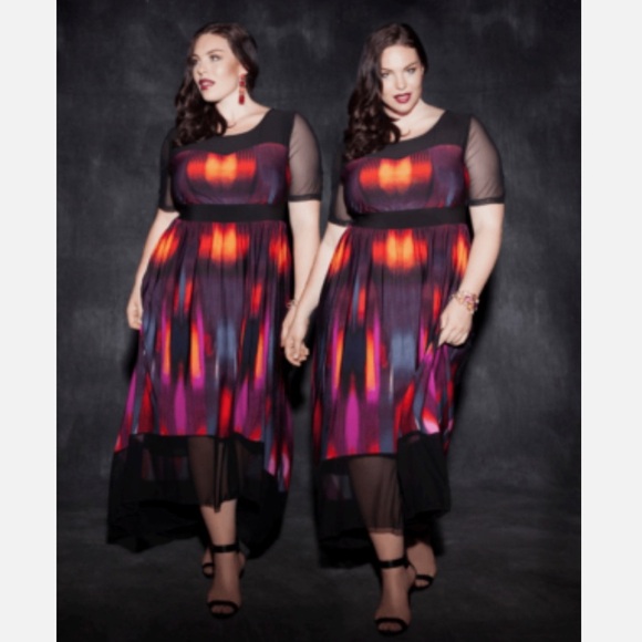 IGIGI Womens 12 NWT Cocktail Dress Empire Waist Mesh High Low Hem Bold Print - Picture 3 of 11